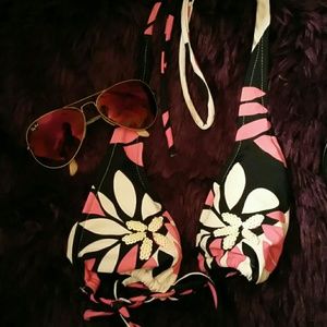 Cute Black/Pink/White Sequin Bikini top